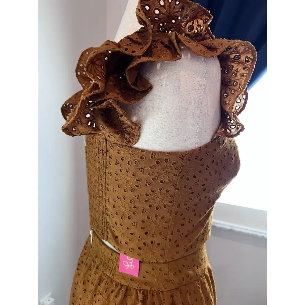 LILY PULITZER (8) Lolina Midi Set NWT Toffee Sunburst EYELET Luxury MSRP 298.00 - Picture 6 of 16
